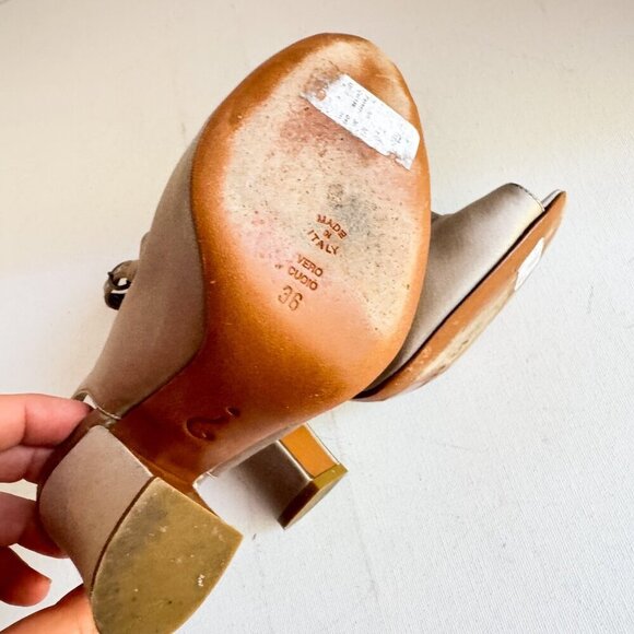 Moschino Grey Satin Ruffle Detail Slingback Heels 36 - Picture 7 of 12